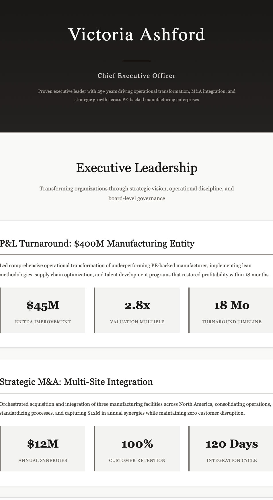 Operations Executive Profile